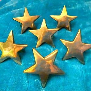 Vintage 6 Piece Heavy Solid Brass Star
Napkin Rings,See Photos .